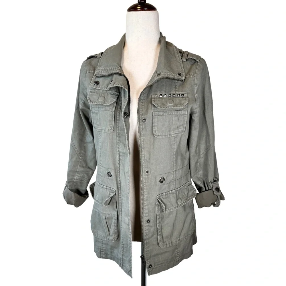 Hive & Honey Green Military Styled Anorak Jacket//S//Waist String Missing - Picture 6 of 9